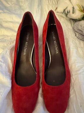 Stuart Weitzman Red Suede Classic Pumps